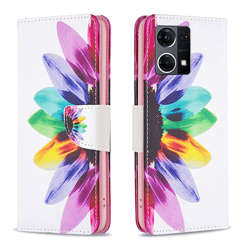 Custodia Portafoglio In Pelle Fantasia Modello Cover con Supporto B01F per Oppo F21 Pro 4G Multicolore