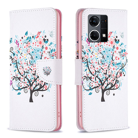 Custodia Portafoglio In Pelle Fantasia Modello Cover con Supporto B01F per Oppo F21s Pro 4G Bianco