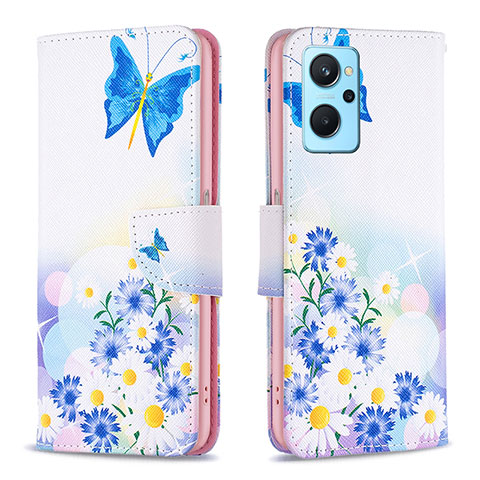 Custodia Portafoglio In Pelle Fantasia Modello Cover con Supporto B01F per Oppo K10 4G Blu