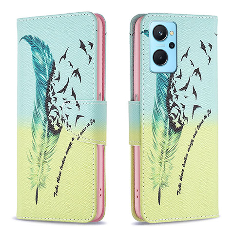 Custodia Portafoglio In Pelle Fantasia Modello Cover con Supporto B01F per Oppo K10 4G Verde Pastello