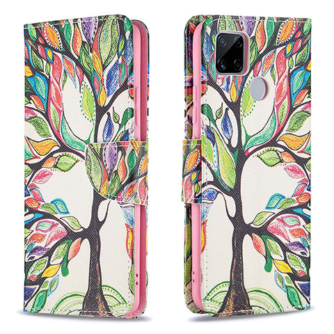 Custodia Portafoglio In Pelle Fantasia Modello Cover con Supporto B01F per Realme 7i RMX2193 Verde