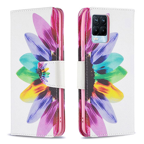 Custodia Portafoglio In Pelle Fantasia Modello Cover con Supporto B01F per Realme 8 4G Multicolore