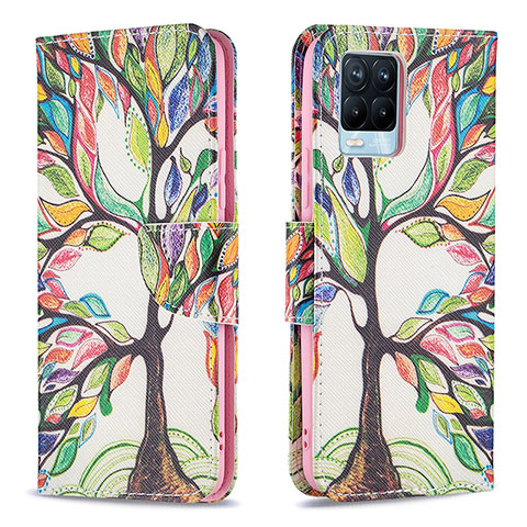 Custodia Portafoglio In Pelle Fantasia Modello Cover con Supporto B01F per Realme 8 4G Verde