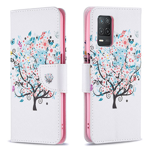 Custodia Portafoglio In Pelle Fantasia Modello Cover con Supporto B01F per Realme 8s 5G Bianco