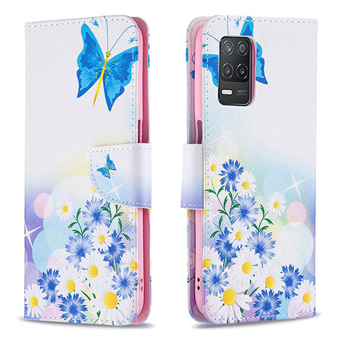 Custodia Portafoglio In Pelle Fantasia Modello Cover con Supporto B01F per Realme 8s 5G Blu