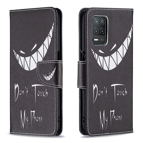 Custodia Portafoglio In Pelle Fantasia Modello Cover con Supporto B01F per Realme 8s 5G Nero