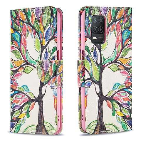 Custodia Portafoglio In Pelle Fantasia Modello Cover con Supporto B01F per Realme 8s 5G Verde