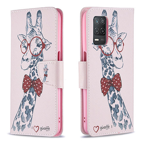 Custodia Portafoglio In Pelle Fantasia Modello Cover con Supporto B01F per Realme 9 5G India Rosa