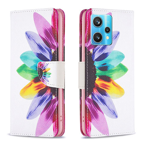 Custodia Portafoglio In Pelle Fantasia Modello Cover con Supporto B01F per Realme 9 Pro+ Plus 5G Multicolore