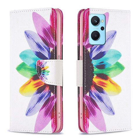 Custodia Portafoglio In Pelle Fantasia Modello Cover con Supporto B01F per Realme 9i 4G Multicolore