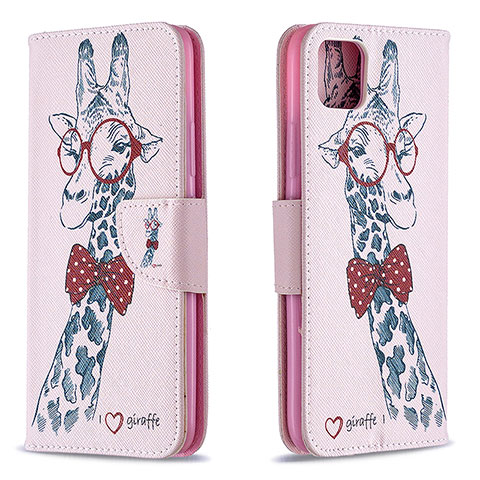 Custodia Portafoglio In Pelle Fantasia Modello Cover con Supporto B01F per Realme C20A Rosa