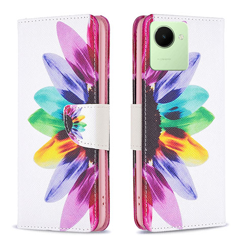 Custodia Portafoglio In Pelle Fantasia Modello Cover con Supporto B01F per Realme C30 Multicolore