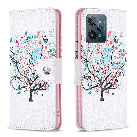 Custodia Portafoglio In Pelle Fantasia Modello Cover con Supporto B01F per Realme C31 Bianco