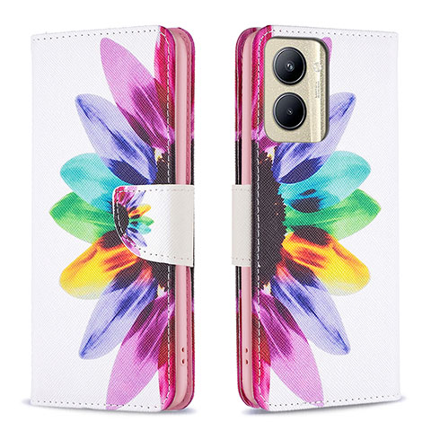 Custodia Portafoglio In Pelle Fantasia Modello Cover con Supporto B01F per Realme C33 (2023) Multicolore