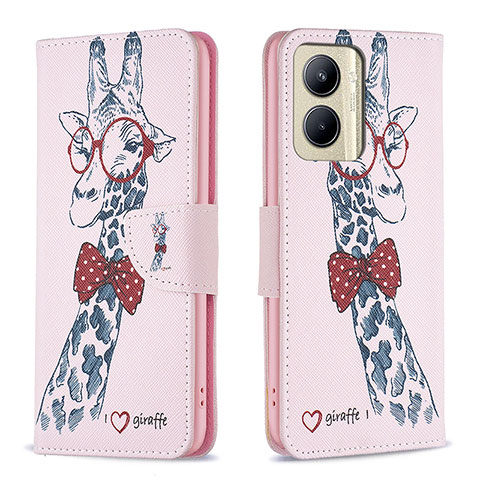 Custodia Portafoglio In Pelle Fantasia Modello Cover con Supporto B01F per Realme C33 (2023) Rosa