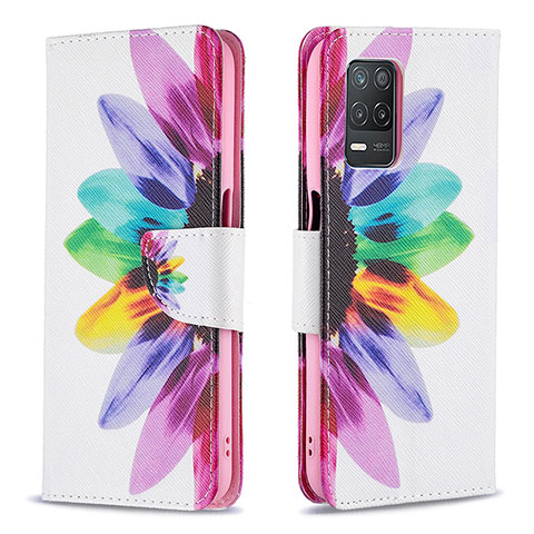 Custodia Portafoglio In Pelle Fantasia Modello Cover con Supporto B01F per Realme Q3 5G Multicolore