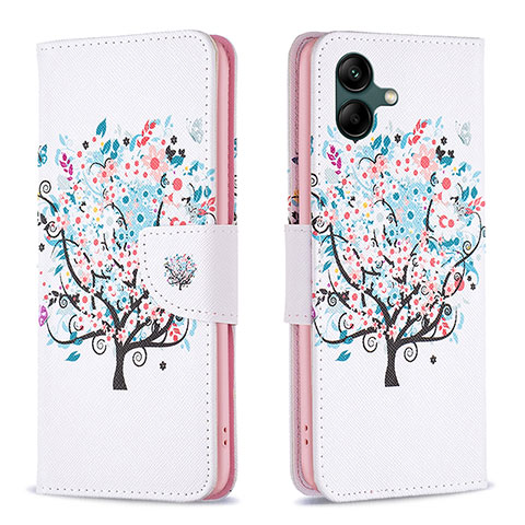 Custodia Portafoglio In Pelle Fantasia Modello Cover con Supporto B01F per Samsung Galaxy A04 4G Bianco