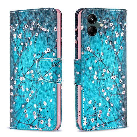 Custodia Portafoglio In Pelle Fantasia Modello Cover con Supporto B01F per Samsung Galaxy A04 4G Ciano