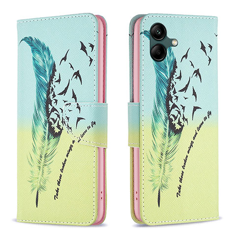 Custodia Portafoglio In Pelle Fantasia Modello Cover con Supporto B01F per Samsung Galaxy A04 4G Verde Pastello