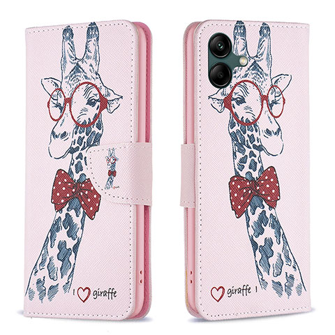 Custodia Portafoglio In Pelle Fantasia Modello Cover con Supporto B01F per Samsung Galaxy A05 Rosa