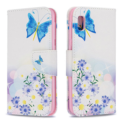 Custodia Portafoglio In Pelle Fantasia Modello Cover con Supporto B01F per Samsung Galaxy A10e Blu