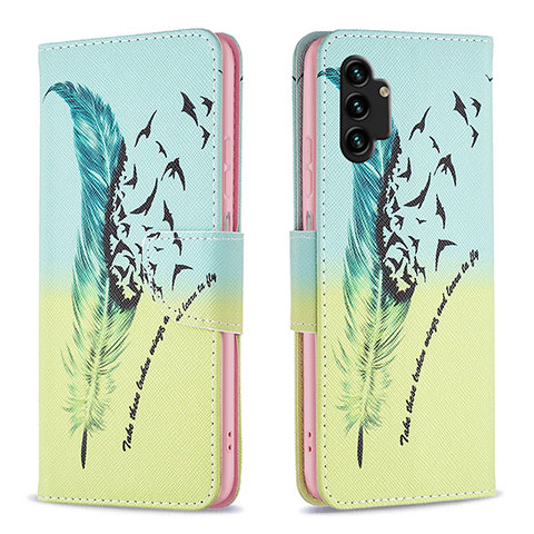 Custodia Portafoglio In Pelle Fantasia Modello Cover con Supporto B01F per Samsung Galaxy A13 4G Verde Pastello