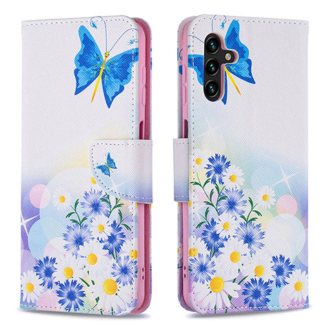 Custodia Portafoglio In Pelle Fantasia Modello Cover con Supporto B01F per Samsung Galaxy A13 5G Blu