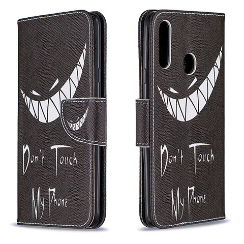 Custodia Portafoglio In Pelle Fantasia Modello Cover con Supporto B01F per Samsung Galaxy A20s Nero