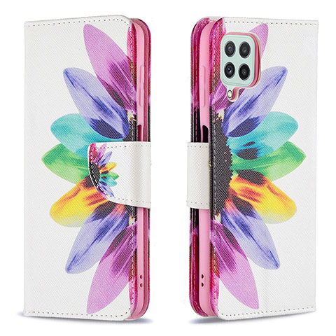 Custodia Portafoglio In Pelle Fantasia Modello Cover con Supporto B01F per Samsung Galaxy A22 4G Multicolore