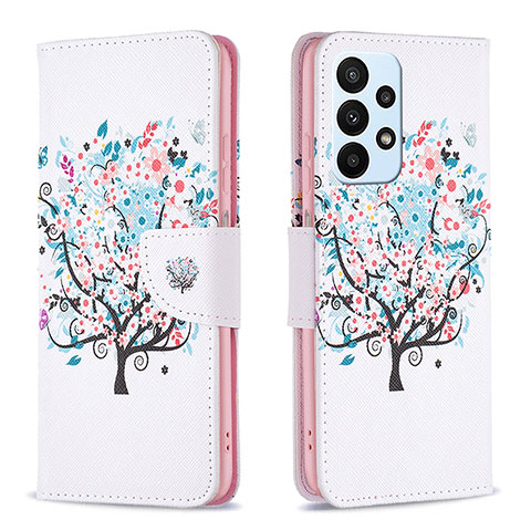 Custodia Portafoglio In Pelle Fantasia Modello Cover con Supporto B01F per Samsung Galaxy A23 4G Bianco