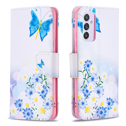 Custodia Portafoglio In Pelle Fantasia Modello Cover con Supporto B01F per Samsung Galaxy A24 4G Blu