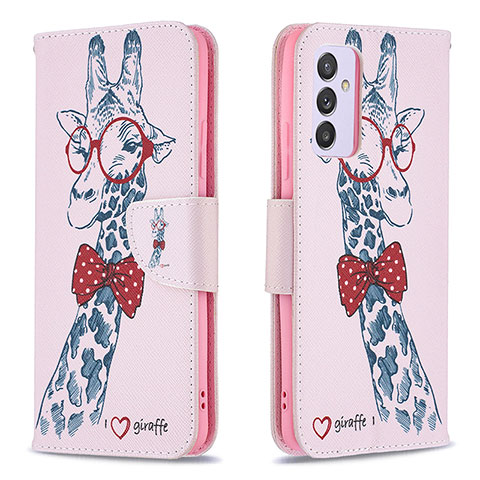 Custodia Portafoglio In Pelle Fantasia Modello Cover con Supporto B01F per Samsung Galaxy A24 4G Rosa