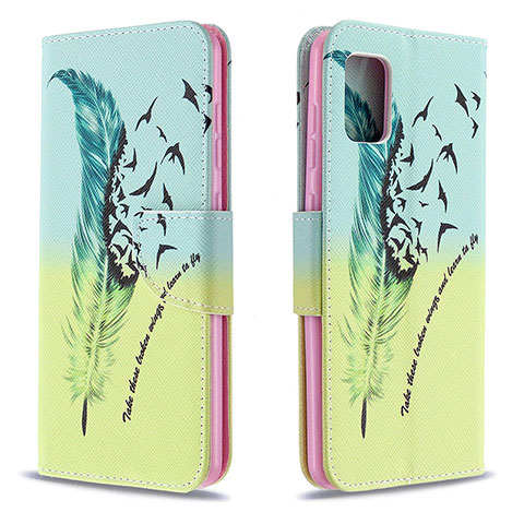 Custodia Portafoglio In Pelle Fantasia Modello Cover con Supporto B01F per Samsung Galaxy A31 Verde Pastello