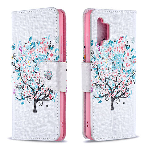 Custodia Portafoglio In Pelle Fantasia Modello Cover con Supporto B01F per Samsung Galaxy A32 4G Bianco