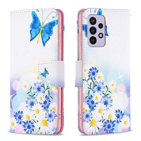 Custodia Portafoglio In Pelle Fantasia Modello Cover con Supporto B01F per Samsung Galaxy A33 5G Blu