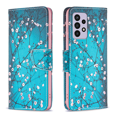 Custodia Portafoglio In Pelle Fantasia Modello Cover con Supporto B01F per Samsung Galaxy A33 5G Ciano