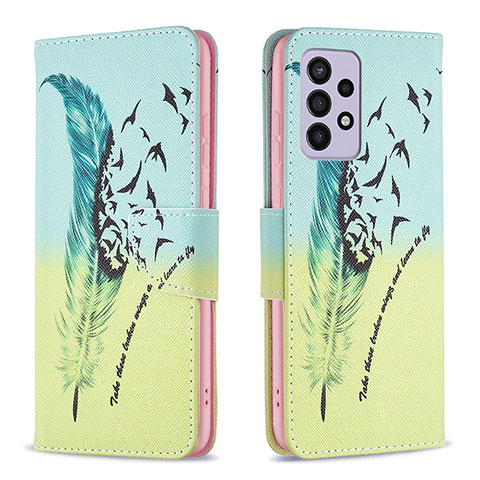 Custodia Portafoglio In Pelle Fantasia Modello Cover con Supporto B01F per Samsung Galaxy A33 5G Verde Pastello