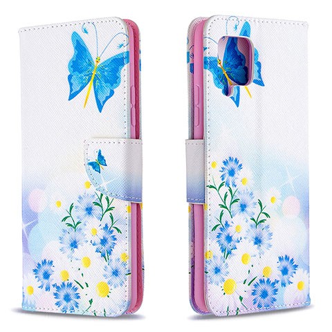 Custodia Portafoglio In Pelle Fantasia Modello Cover con Supporto B01F per Samsung Galaxy A42 5G Blu