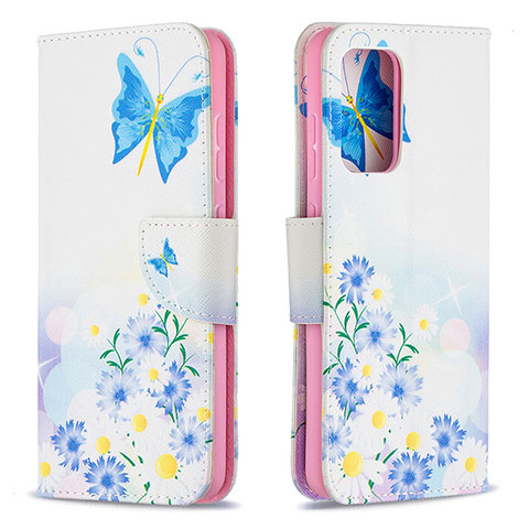 Custodia Portafoglio In Pelle Fantasia Modello Cover con Supporto B01F per Samsung Galaxy A52 4G Blu