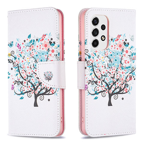 Custodia Portafoglio In Pelle Fantasia Modello Cover con Supporto B01F per Samsung Galaxy A53 5G Bianco