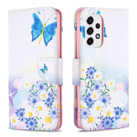 Custodia Portafoglio In Pelle Fantasia Modello Cover con Supporto B01F per Samsung Galaxy A53 5G Blu