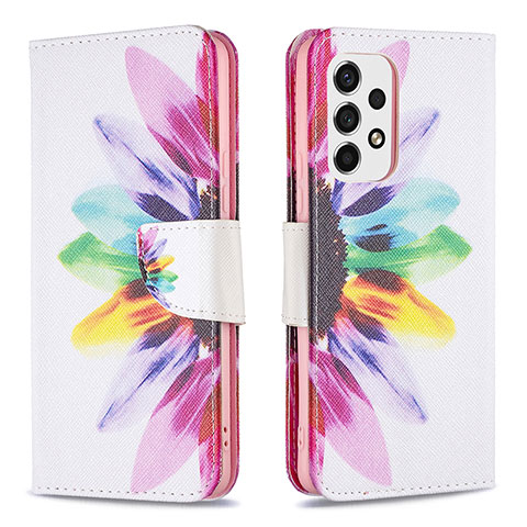 Custodia Portafoglio In Pelle Fantasia Modello Cover con Supporto B01F per Samsung Galaxy A53 5G Multicolore