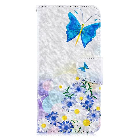 Custodia Portafoglio In Pelle Fantasia Modello Cover con Supporto B01F per Samsung Galaxy A70 Blu