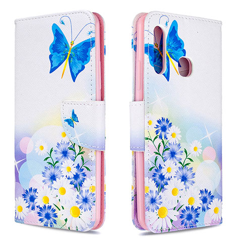 Custodia Portafoglio In Pelle Fantasia Modello Cover con Supporto B01F per Samsung Galaxy A70E Blu