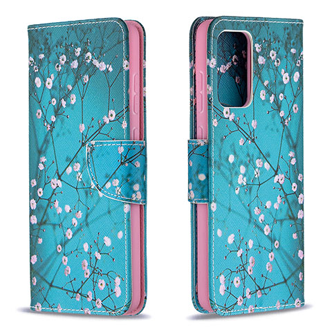 Custodia Portafoglio In Pelle Fantasia Modello Cover con Supporto B01F per Samsung Galaxy A72 5G Ciano