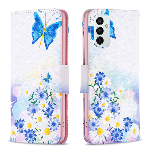 Custodia Portafoglio In Pelle Fantasia Modello Cover con Supporto B01F per Samsung Galaxy F23 5G Blu