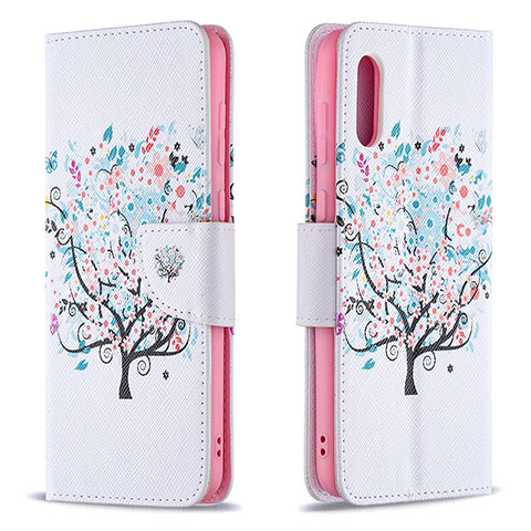 Custodia Portafoglio In Pelle Fantasia Modello Cover con Supporto B01F per Samsung Galaxy M02 Bianco