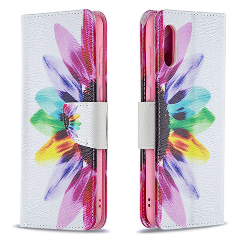 Custodia Portafoglio In Pelle Fantasia Modello Cover con Supporto B01F per Samsung Galaxy M02 Multicolore