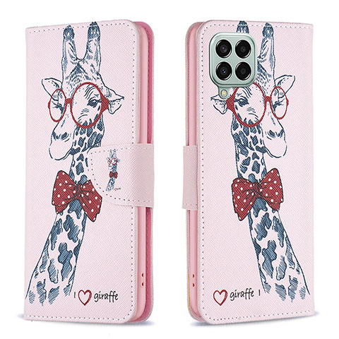 Custodia Portafoglio In Pelle Fantasia Modello Cover con Supporto B01F per Samsung Galaxy M33 5G Rosa