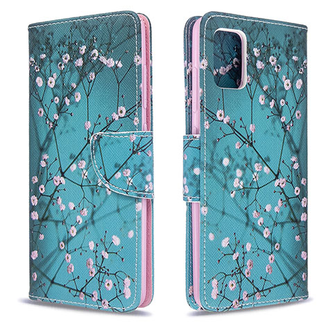 Custodia Portafoglio In Pelle Fantasia Modello Cover con Supporto B01F per Samsung Galaxy M40S Ciano